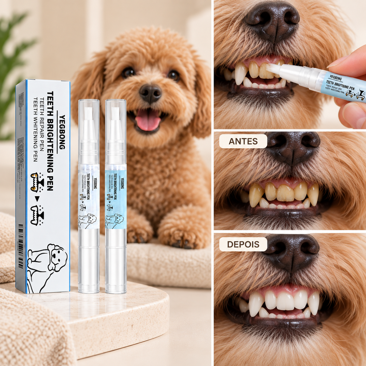 SorrisoClara - Caneta de Cuidado Dentário para Cães