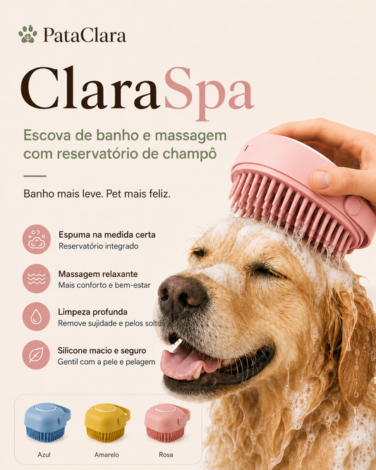ClaraSpa - Escova de Banho e Massagem com Reservatório de Champô