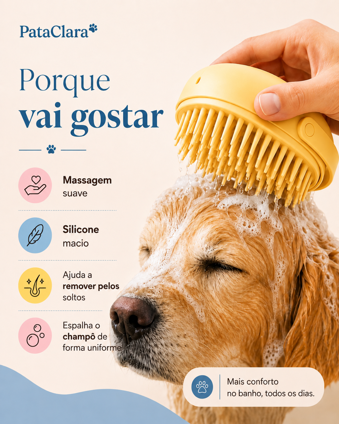 ClaraSpa - Escova de Banho e Massagem com Reservatório de Champô
