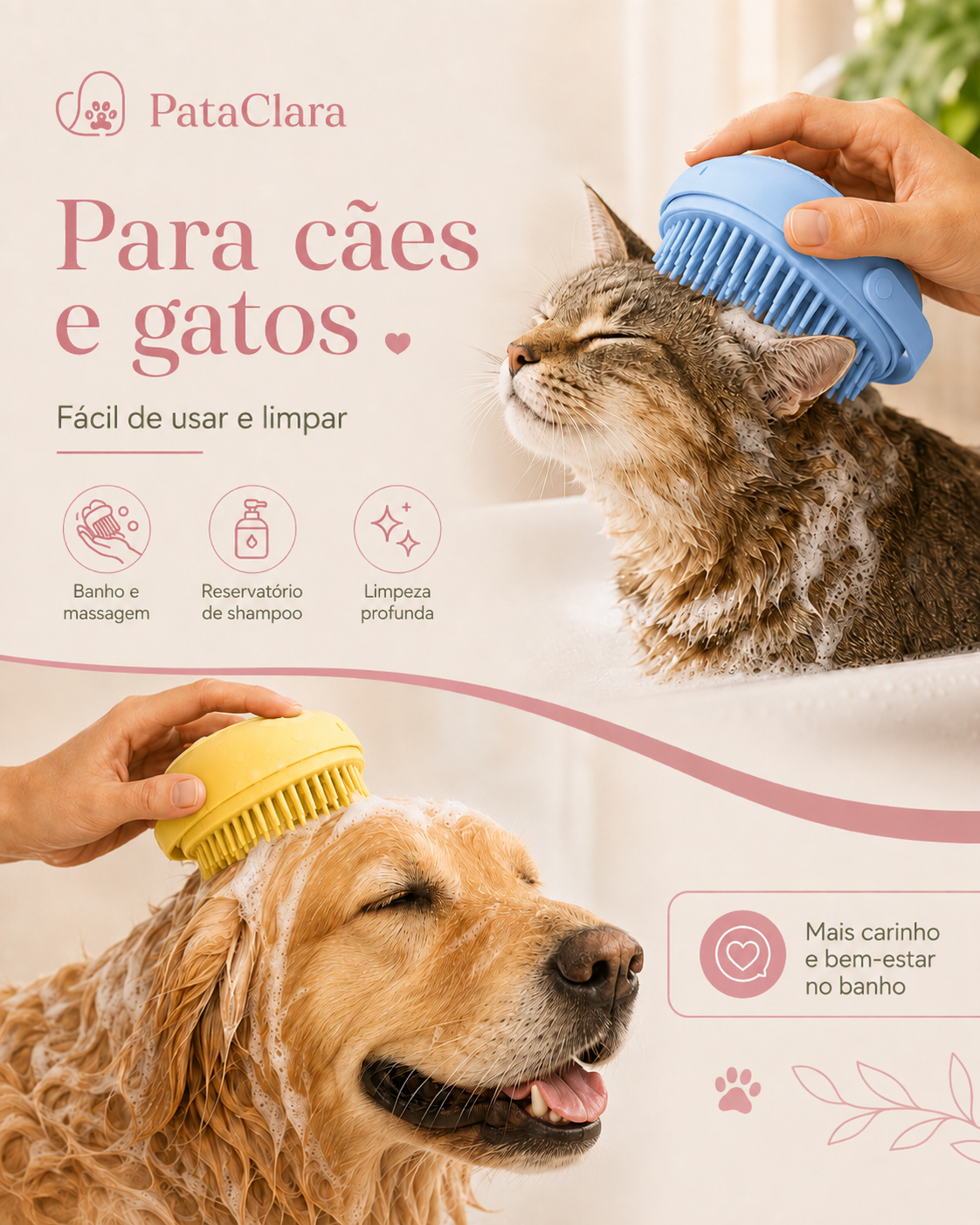 ClaraSpa - Escova de Banho e Massagem com Reservatório de Champô